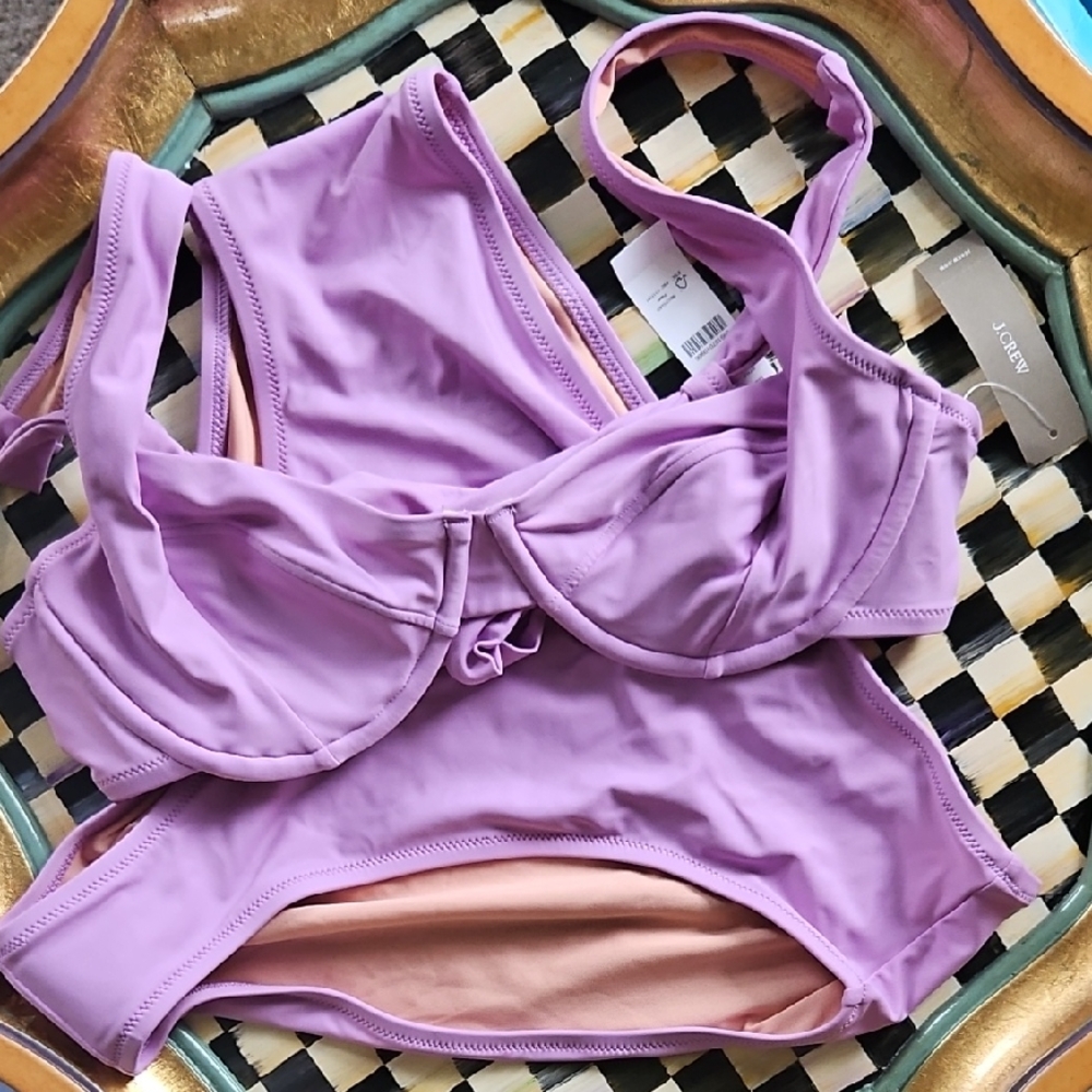 NWT! J. Crew Bikini Top 36B And Large Bottom Lilac Purple Set